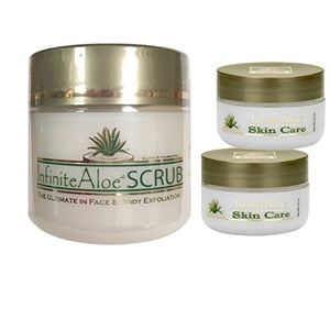 Infinitealoe® cara y exfoliante corporal 2 tamaños extra de viajes para el cuidado de la piel