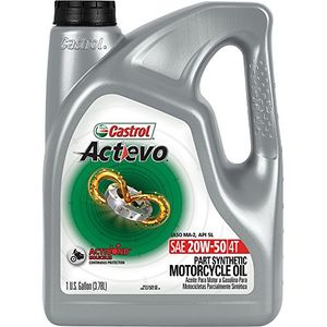 Castrol 03139 Actevo 20W50 Parte sintético 4T Aceite para motocicleta 1 galón Jug Pack de 3