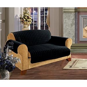 Ropa de elegancia acolchado mascota perro niños niños muebles protector microfibra cubierta de deslizamiento asiento de amor negro
