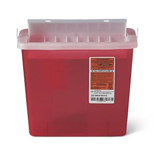 Medline mds705153h biohazard habitación para pacientes objetos punzantes contenedores 1250 gal rojo