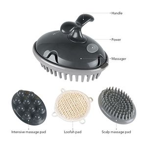 Marnur cepillo masajeador de cuero cabelludo con masaje eléctrico funciona con batería de mano con masaje de vibración para la cabeza hombro espalda c