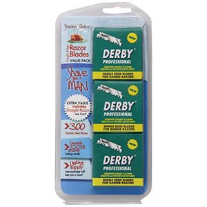 300 cuchillas de afeitar con borde único profesional Derby viene con afeitadora de afeitar de fábrica libre de afeitar