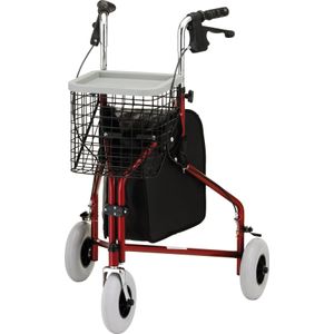 Andador Rollator De 3 Ruedas Nova Traveler, Rojo