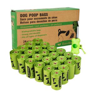 Poop Bolsas biodegradables, 24 rollos/360 bolsas con dispensador, perro bolsas de residuos, sin perfume, prueba de fugas, fácil desechable