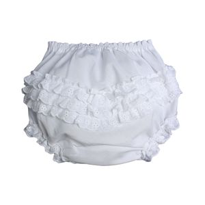 Pequeñas cosas significan que mucho bebé niñas Bloomer elástico pañal cubierta blanca con bordes bordados ojal