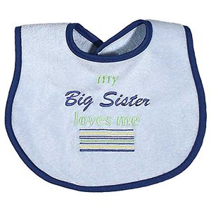 Las gotas de lluvia Big Sister Loves Me bordado Bib Azul
