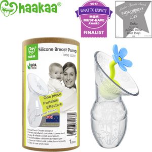 haakaa Bomba de mama de silicona con flor tapón 100% silicona de calidad alimentaria sin BPA y ftalato última intervensión de PVC (3.5oz/100ml), Azul