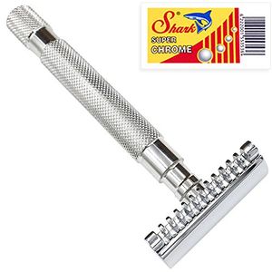 Parker 68s mango de acero inoxidable borde doble cabeza de maquinilla de afeitar con peine abierto de seguridad y 5 cuchillas