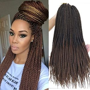 Flyteng 18 pulgadas 8 Paquetes Senegalese Twist Crochet Trenzas Hair 30strandspack High Tempreture Fibra Extensiones de Cabello Sintético T1B30