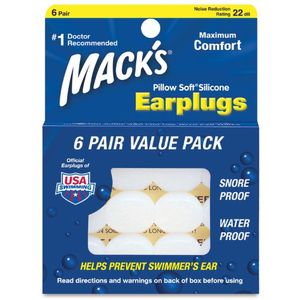 Mack s pillow soft  tapones para los oídos blancos de 6 pares paquete de 5