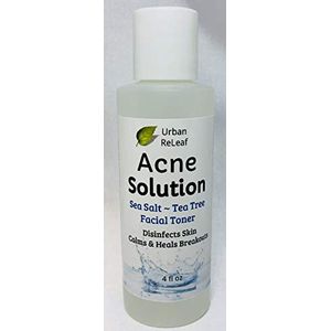 Solución de acné urbano releaf tóner facial para árbol de té y sal marina desinfecta la piel calienta y calienta los brotes 4 oz eficacia suave 100% n