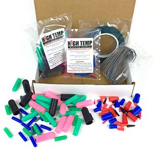 124 Piezas de tapón de silicona de alta temperatura cinta adhesiva y surtido de ganchos Kit de sistema de enmascarado completo para revestir el polvo