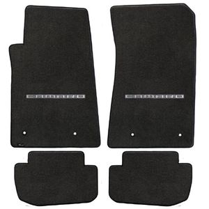 Para 20102015 Chevy Camaro 4pc Ebony Black Front y Tapetes traseros con bordado CAMARO Logo en plata