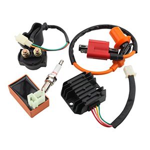 GOOFIT AC Racing Bobina de Encendido 6 Pines CDI Voltage Regulator Rectifier Solenoid Relay para CG 125cc 150cc Vertical Engine ATV Quad Go Kart