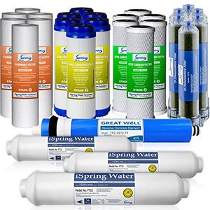 Ispring f28d75 3year juego de filtros de repuesto para 6stage deionization filtro de agua se ajusta ispring de ósmosis inversa de 75 gpd rcc7d 28pcs 6
