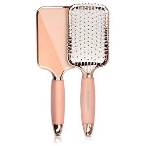 Navaris cepillo para polvo de pala grande estilo de desenredante cepillo para polvo para todo tipo de cabello con comodidad gel mango metálico oro ros
