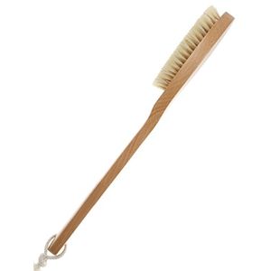 Huayi ducha cuerpo cepillo para polvo con cerdas de jabalí naturales y madera de haya mango largo de madera perfecto para seco cepillado ducha y baño