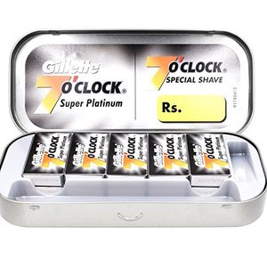 100 7 o reloj super platino doble filo cuchillas de afeitar de seguridad 10 x 10  también conocido como 7 en caja de salón de negro premium