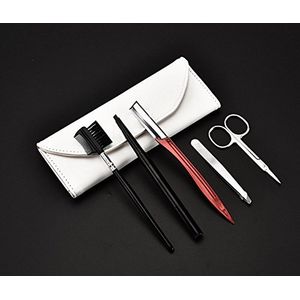Letb 6 piezas ceja recortar kit cejas tijeras ceja cepillo para polvo y peine grooming piezas pinzas y cejas lápiz incluido forma gratuita funda de vi