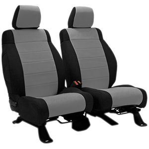 Coverking Front 5050 Bucket Custom Fit funda de asiento para ciertos Jeep Wrangler JK Models Neoprene Medium Grey con laterales negros