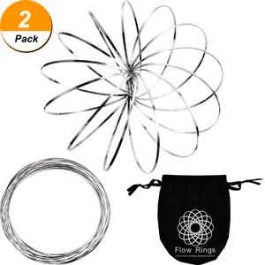 maxdot paquete de 2 Flujo Anillo Spinner anillo brazo Slinky juguete interactivo para 3d escultura Anillo para niños adolescentes adultos Spinning Met