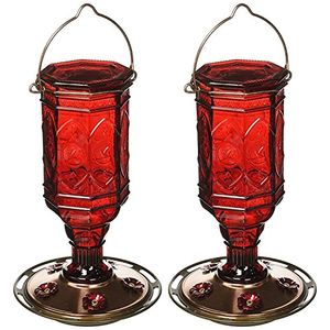 2 unidades más aves colibrí alimentador clásico rojo botella de vidrio antiguo 20 oz néctar capacidad por alimentador