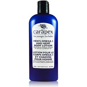 Carapex Omega 3 Loción Corporal de Cáñamo para Hombres, 98% Natural, Sin Perfume, para Piel Seca, Sensible, Fórmula No Grasa, Sin Parabenos, Sin Petro