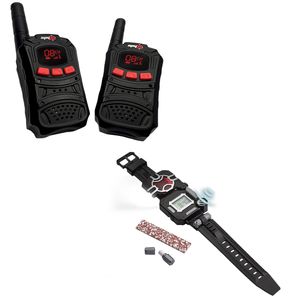 Spyx Walkie Talkies + Recon – Reloj Double Agent Herramienta Set. 2 Pack de walkie Talkies + an 8-in-1 Reloj. Artículos Esenciales para cualquier Spy