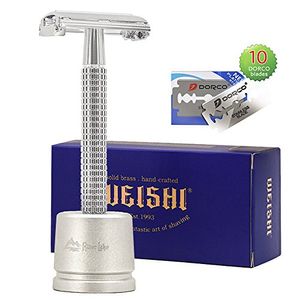 Kit de maquinilla de afeitar de seguridad de mariposa weishi cromo mango largo de mariposa abre la maquinilla de afeitar de seguridad de doble filo co