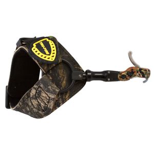 TruFire - Disparador de muñeca ajustable con gatillo para tiro al arco con arco compuesto - Correa de muñeca camuflada con diseño de pliegue hacia atr