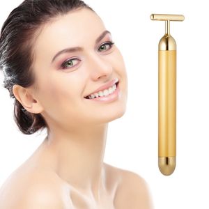 Belleza barra 24 k oro Facial Massager del pulso, forma de T señal eléctrica cara masaje herramientas para piel sensible rostro tirando firmemente rea