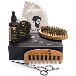 Beard Grooming y Trimming Kit para hombres Care Beard Brush Beard Comb Sin aroma Beard Oil Leavein Conditioner Bigote y barba Bálsamo de mantequilla W