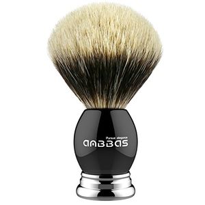 Cepillo de afeitar Anbbas Silvertip Badger, Resina negra - Mango de diseño de aleación para hombres Afeitado húmedo, Cepillo de tejón hecho a mano, Si