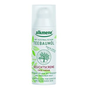 Alkmene crema facial de aceite para árbol de té de alemania sin parabenos absorbente rápido hidratante e hidratante para el aceite de acné y piel sens