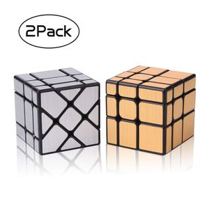 Juego de cubeta de velocidad, roxenda Magic Cube juego de oro Espejo S cubeta y plata windmirror Cube, Speedcubing Irregular 3 x 3 x 3 cubeta de veloc