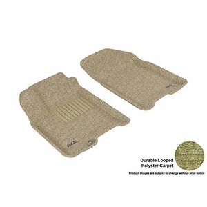 3D MAXpider Front Row Custom Fit Alfombra de piso AllWeather para ciertos modelos de Chevrolet Aveo Classic Tan de alfombra