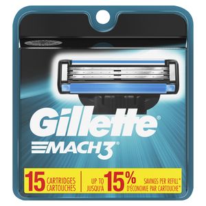 Recambios de cuchilla de afeitar Gillette Mach3 hombres, número 15 (embalaje puede variar), maquinillas de afeitar para hombre / cuchillas