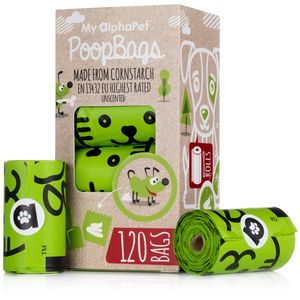 Rollo de relleno de bolsas para desechos del perro, tamaño grande 9 x 13 pulgadas, ecológico a un alto nivel ASTM D6400 clasificado, bolsas a prueba d