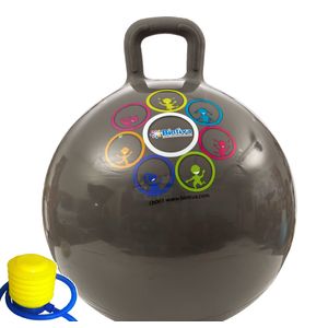 Hippity Hop 45 cm incluye bomba de pie, para niños a partir de 3 – 6 Espacio Hopper, Hop bola rebotando pelota de juguete – 1, Gris