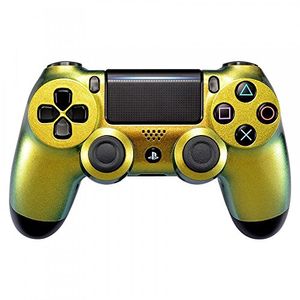 Caparazón frontal de la carcasa del frontal del camaleón verde y oro extrema para playstation 4 ps4 slim controlador pro ps4 jdm040