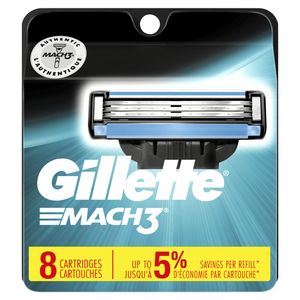 Hojas de afeitar Gillette Mach3 varonil, 8 recambios de cuchilla (embalaje puede variar)