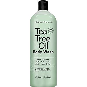 Aceite de árbol de té antifúngico Jabón corporal - Hierba de eucalipto Jabón antibacterial de Riches naturales -12 oz Ayuda a los atletas Pie, eccema,