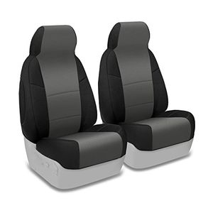 Coverking Custom Fit Front 5050 Funda de asiento con cubo para ciertos modelos de Toyota Tacoma Carbón de neopreno con lado negro