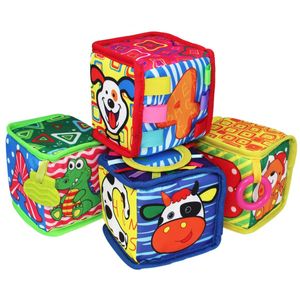 teytoy 4pcs bebé educación temprana juguetes sonajeros de paño de terciopelo bloques de construcción juguete sin BPA para 0 – 36 meses