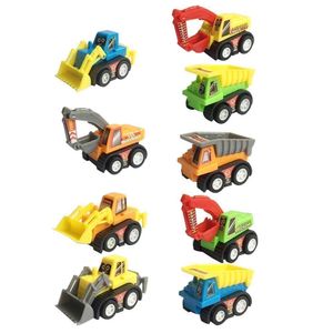 Juego de vehículos de construcción que se empujan para atrás, de plástico, de 9 piezas, excavadora y camión de residuos, para niños preescolares como