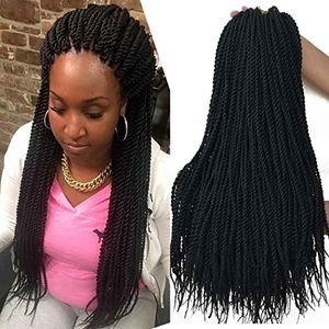 18 pulgadas 8 paquetes de crochet senegaleses trenzas 30strandspack pelo trenzado de ganchillo sintético cabello senegalés negro trenzado