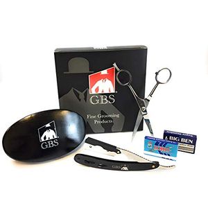 Gbs kit de barba de primera calidad edición en negro estilo de pincel de barba sintética y le da forma a su barba todo en uno barbero shavette maquini