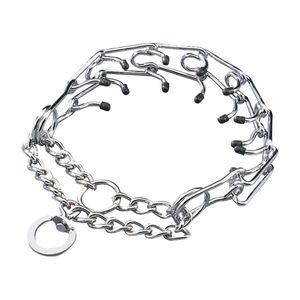 Pettom Dog Prong Training Chain Collar Stainless Steel Adjustable Pinch Pet Choke Collar with Comfort Rubber Tips