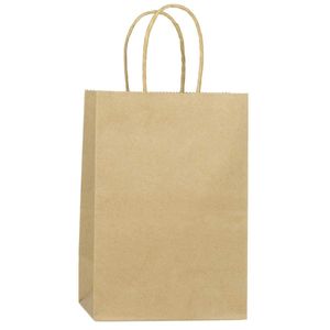 Pequeñas bolsas de papel Kraft BagDream 50Pcs 5.25" x3.25"x8", bolsos de fiesta, bolso de compras, bolsas Kraft, bolsas de café con asas, 100% recicla
