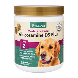 Naturvet glucosamine ds plus nivel 2 moderado cuidado conjunto para perros y gatos masticables suaves fabricado en estados unidos